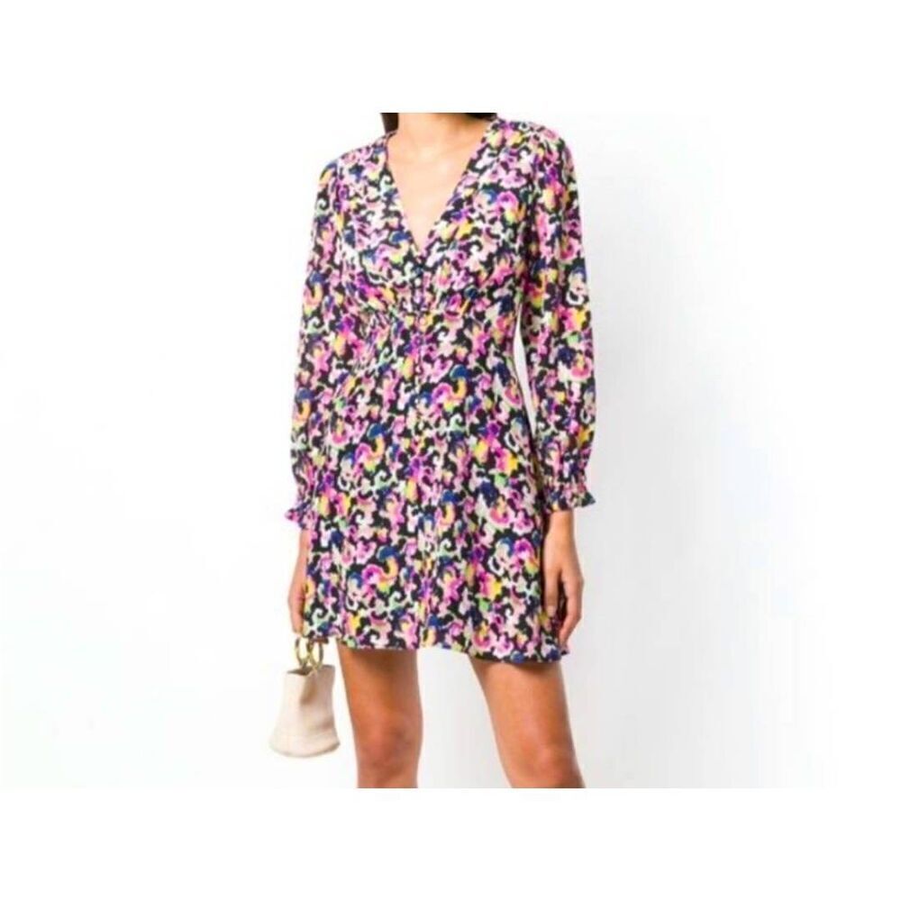Saloni Eve Hot House Mirage silk dress sz 0